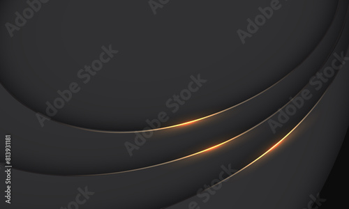Abstract grey metallic gold light curve black shadow with blank space design modern luxury futuristic background vector