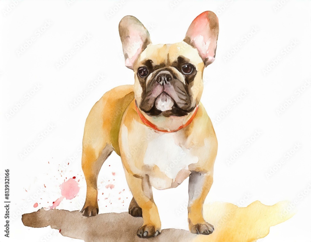 Fototapeta premium Beżowy buldog francuski ilustracja