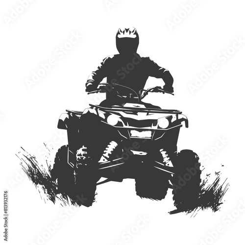 Silhouette man riding ATV black color only
