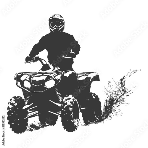 Silhouette man riding ATV black color only