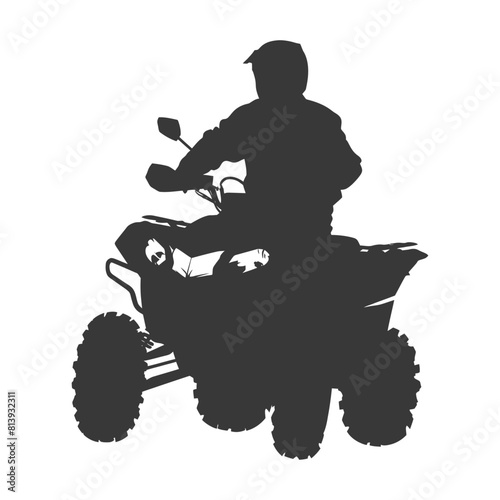 Silhouette man riding ATV black color only