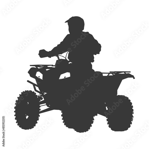 Silhouette man riding ATV black color only