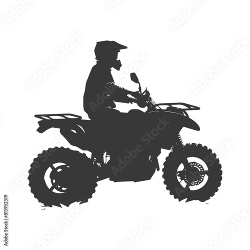 Silhouette man riding ATV black color only