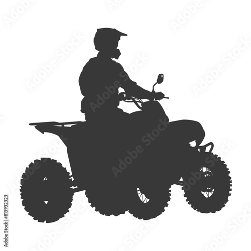 Silhouette man riding ATV black color only