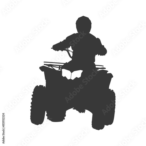 Silhouette man riding ATV black color only