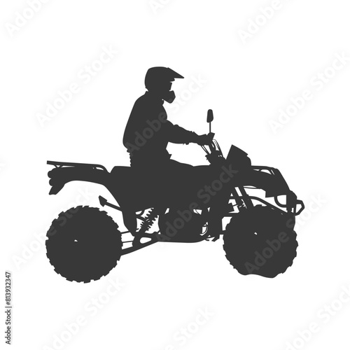 Silhouette man riding ATV black color only