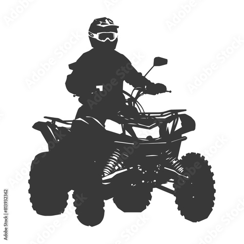 Silhouette man riding ATV black color only