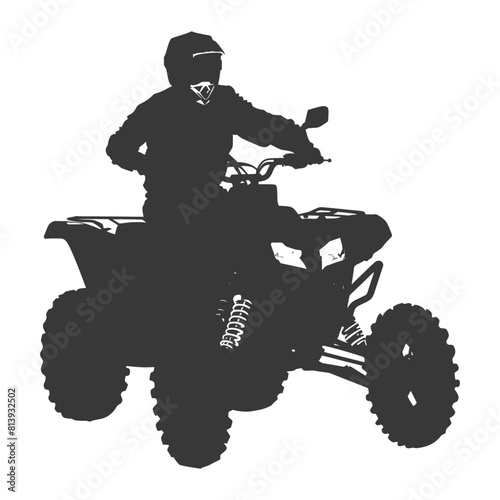 Silhouette man riding ATV black color only