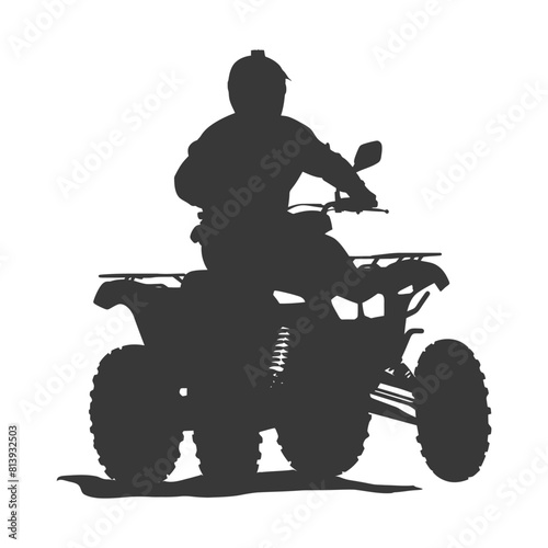 Silhouette man riding ATV black color only