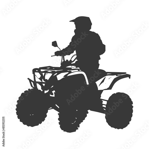 Silhouette man riding ATV black color only