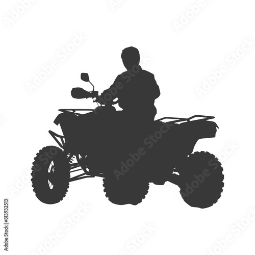 Silhouette man riding ATV black color only