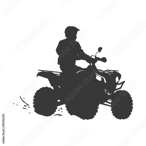 Silhouette man riding ATV black color only