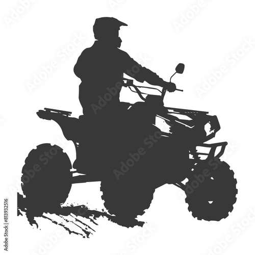 Silhouette man riding ATV black color only