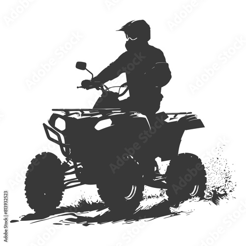 Silhouette man riding ATV black color only