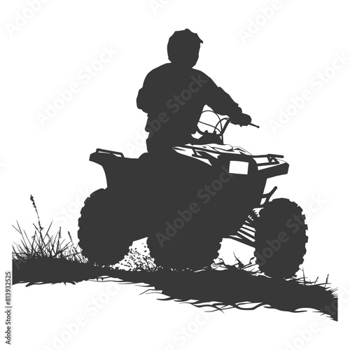 Silhouette man riding ATV black color only