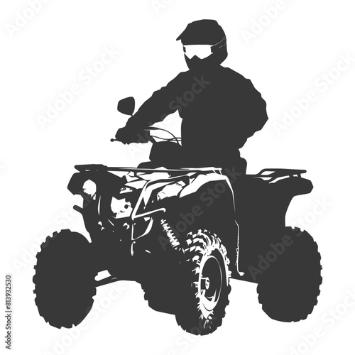 Silhouette man riding ATV black color only