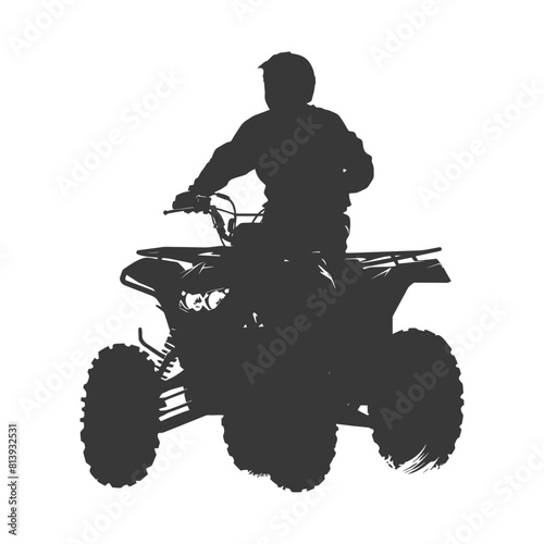 Silhouette man riding ATV black color only