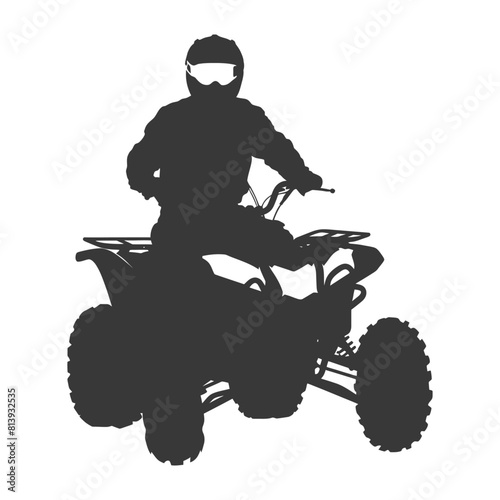 Silhouette man riding ATV black color only