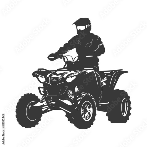 Silhouette man riding ATV black color only