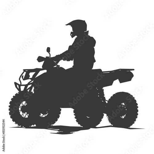 Silhouette man riding ATV black color only