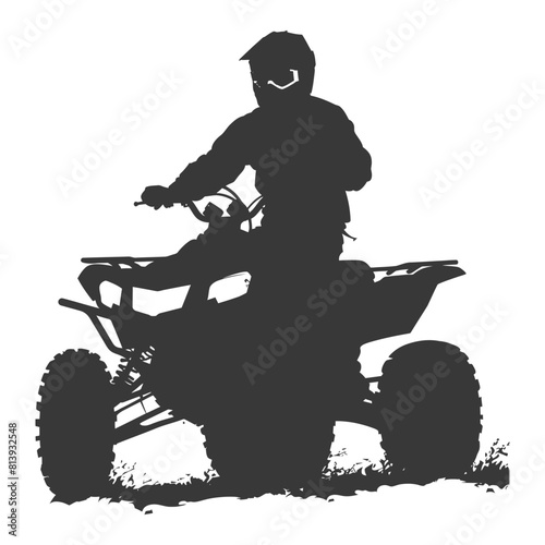 Silhouette man riding ATV black color only