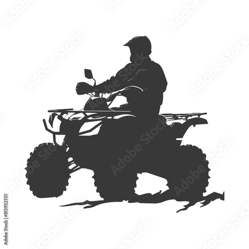 Silhouette man riding ATV black color only