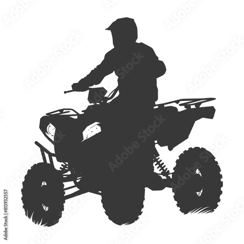 Silhouette man riding ATV black color only