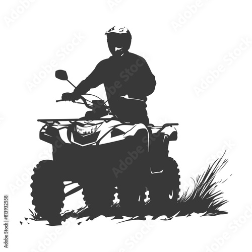 Silhouette man riding ATV black color only