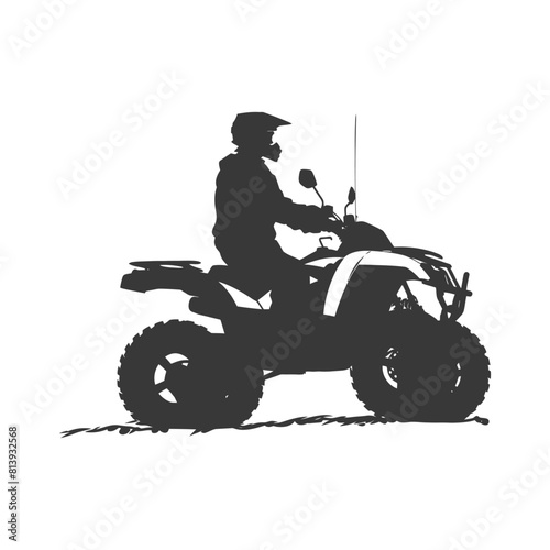 Silhouette man riding ATV black color only