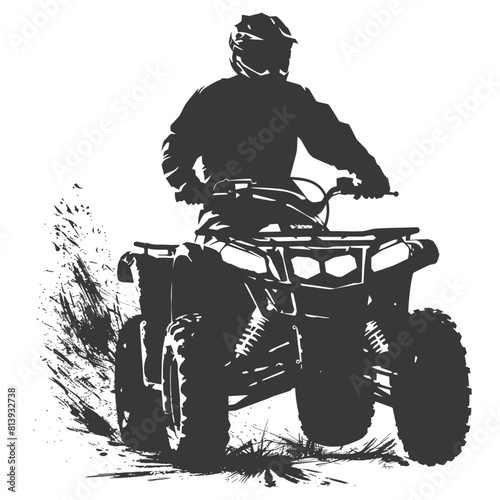 Silhouette man riding ATV black color only