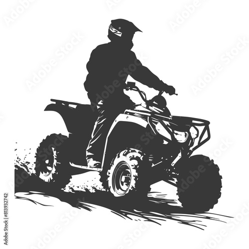 Silhouette man riding ATV black color only
