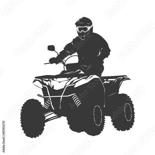 Silhouette man riding ATV black color only