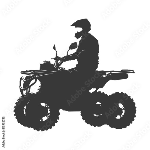 Silhouette man riding ATV black color only