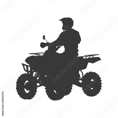 Silhouette man riding ATV black color only