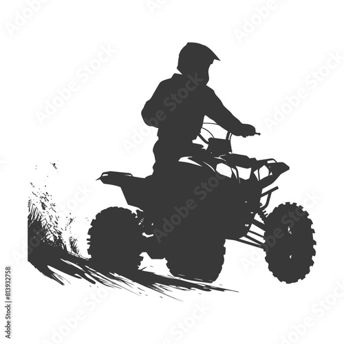 Silhouette man riding ATV black color only