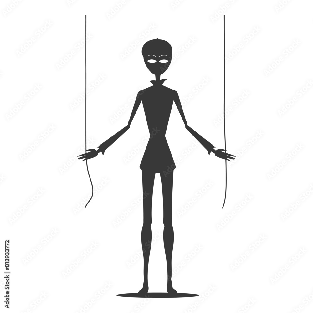 Silhouette Marionette puppet full body black color only Silhouette Marionette puppet full body black color only