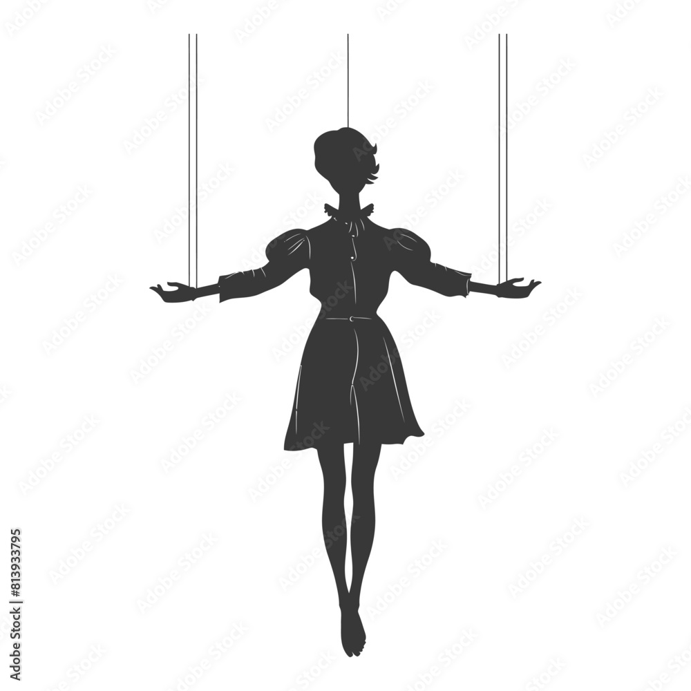 Silhouette Marionette puppet full body black color only Silhouette Marionette puppet full body black color only