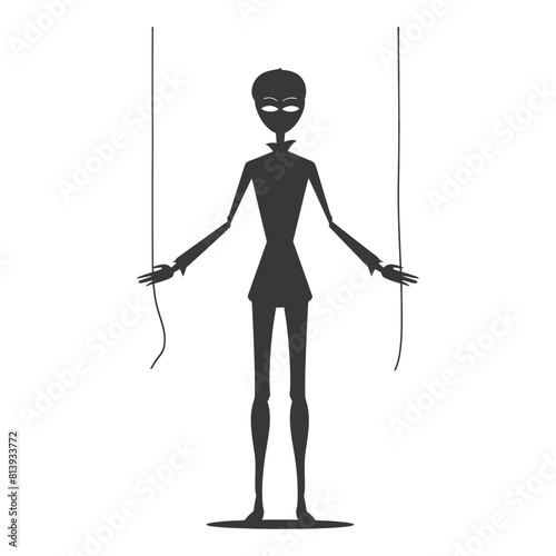 Silhouette Marionette puppet full body black color only