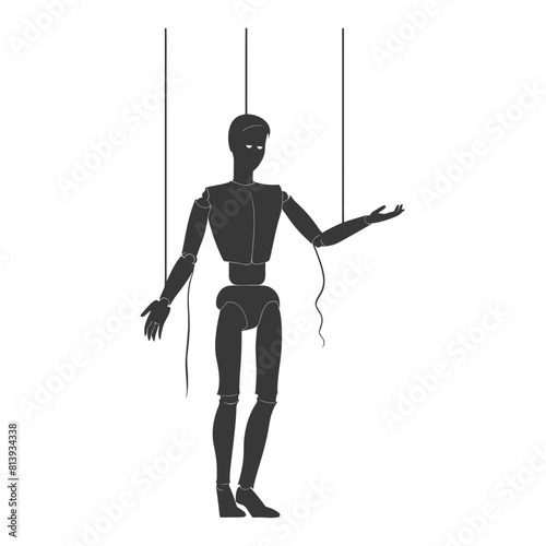 Silhouette Marionette puppet full body black color only
