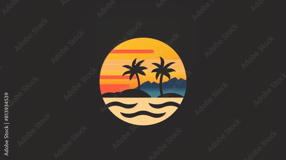 Abstract logo of summer and vacation, in the style of vector image with copy space Abstract logo of summer and vacation, in the style of vector image with copy space