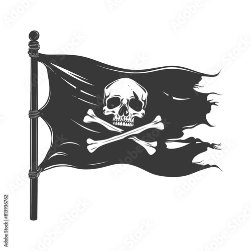 Silhouette Pirate flag with a skull and crossbones black color only