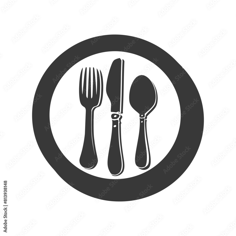 Silhouette Plate with cutlery black color only Silhouette Plate with cutlery black color only