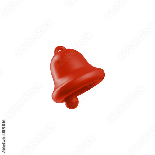 Danger alarm signal red bell vector 3d icon, render ringing handbell danger attention, emergency notifications alert