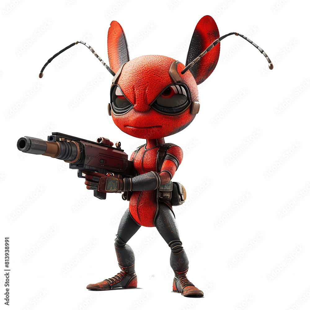 A Soldier Ant cartoon illustration. 3D Army Ant Soldier cartoon with ...