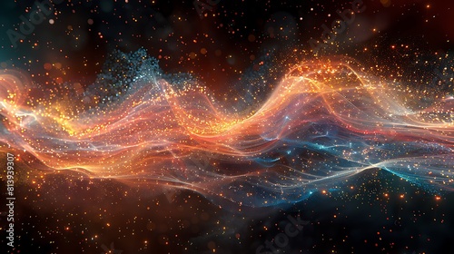Entangled Particles  Illustration Visualizes Quantum Interconnectedness Across Infinite Space