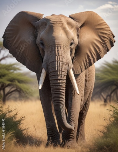 Large elephants threatening male elephants in Amboseli Hills