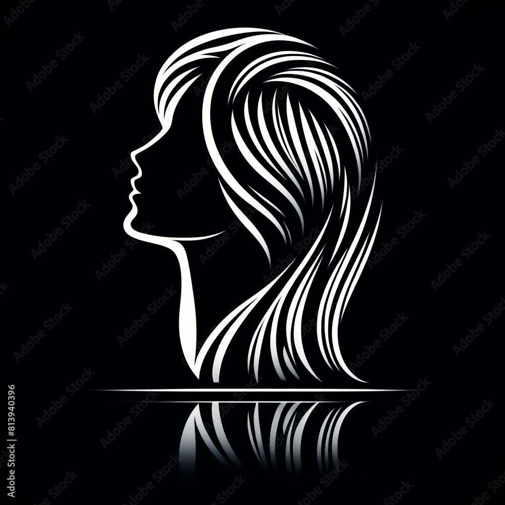 Minimalist woman logo face on black background
Minimalist woman logo face on black background