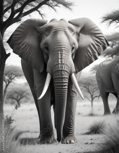 Large elephants threatening male elephants in Amboseli Hills