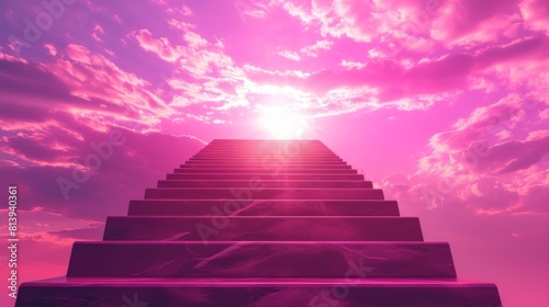 Stairway to heaven concept in a purple sky