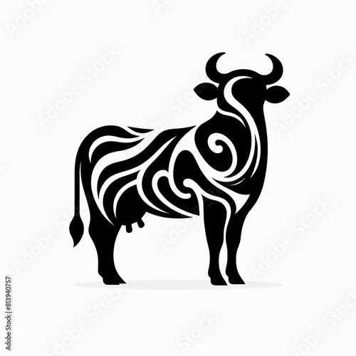 Cow silhouette illustration isolated on white background